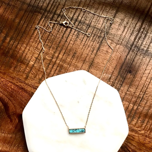 Tayzani Jewelry - Turquoise & Gold Marble Bar Gem Pendant Necklace